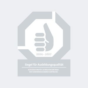 Grafik: Siegel für Ausbildungsqualität für DACH KÜHN von der Handwerkskammer Dortmund
